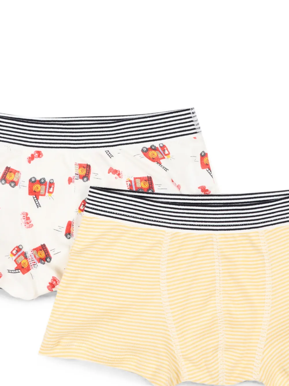 Petit Bateau Twee gestreepte boxershorts met grafische print Wit