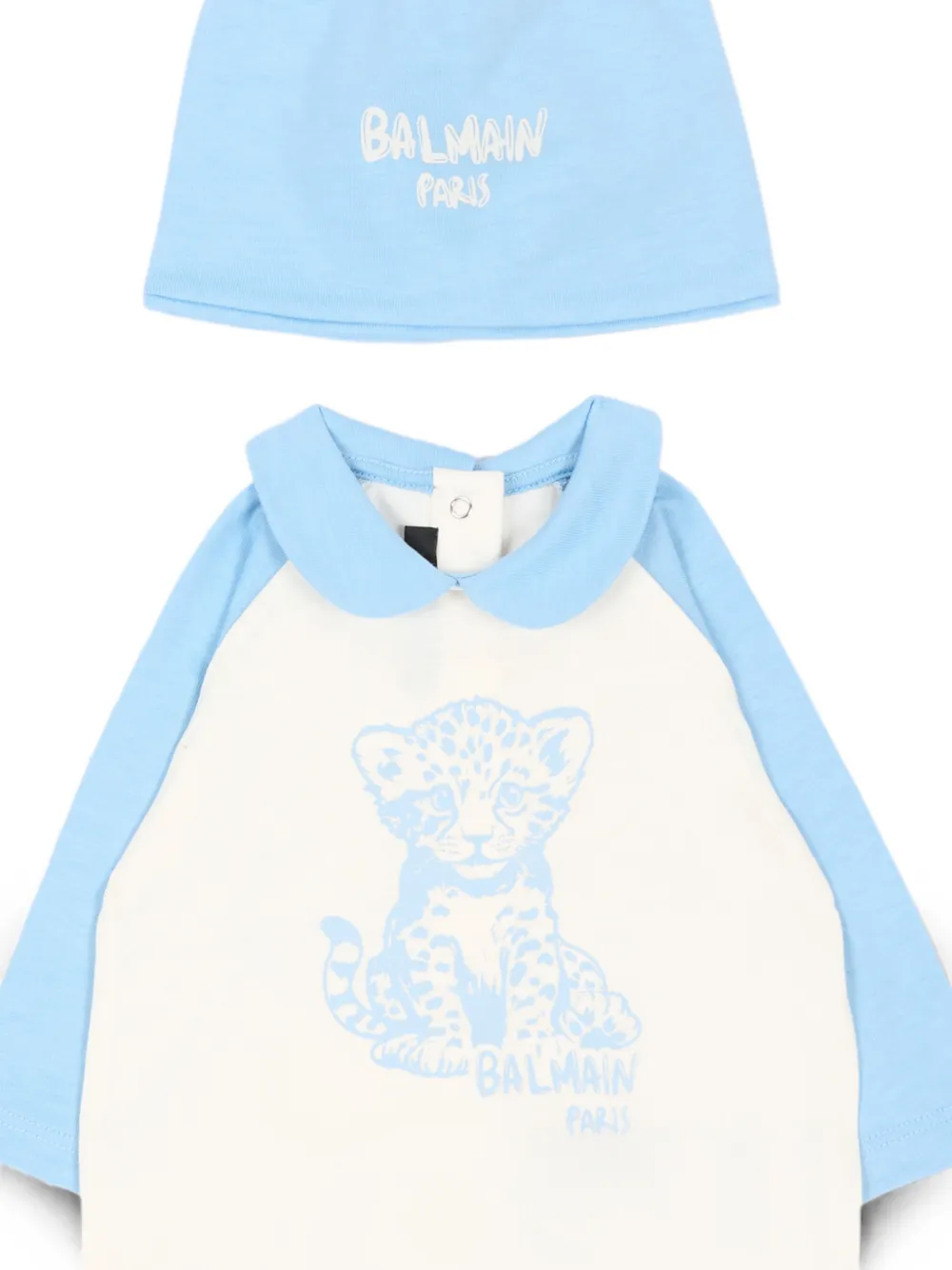 Balmain Kids Katoenen romperset met dieren-print Beige