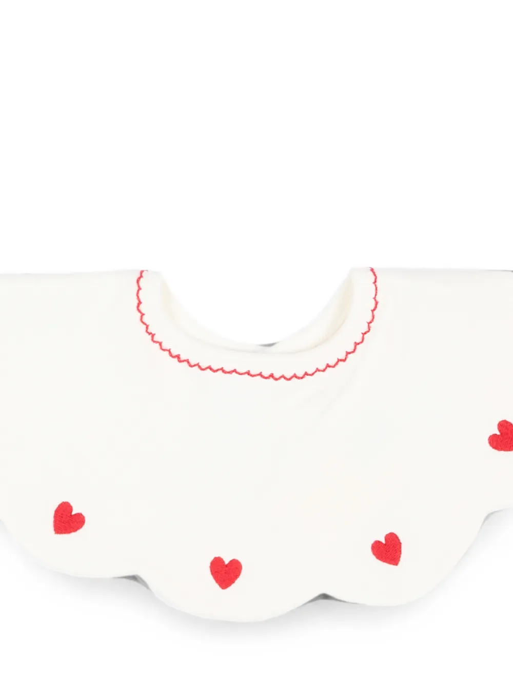 Petit Bateau Slabbetje met gewelfde afwerking en geborduurd hart Wit