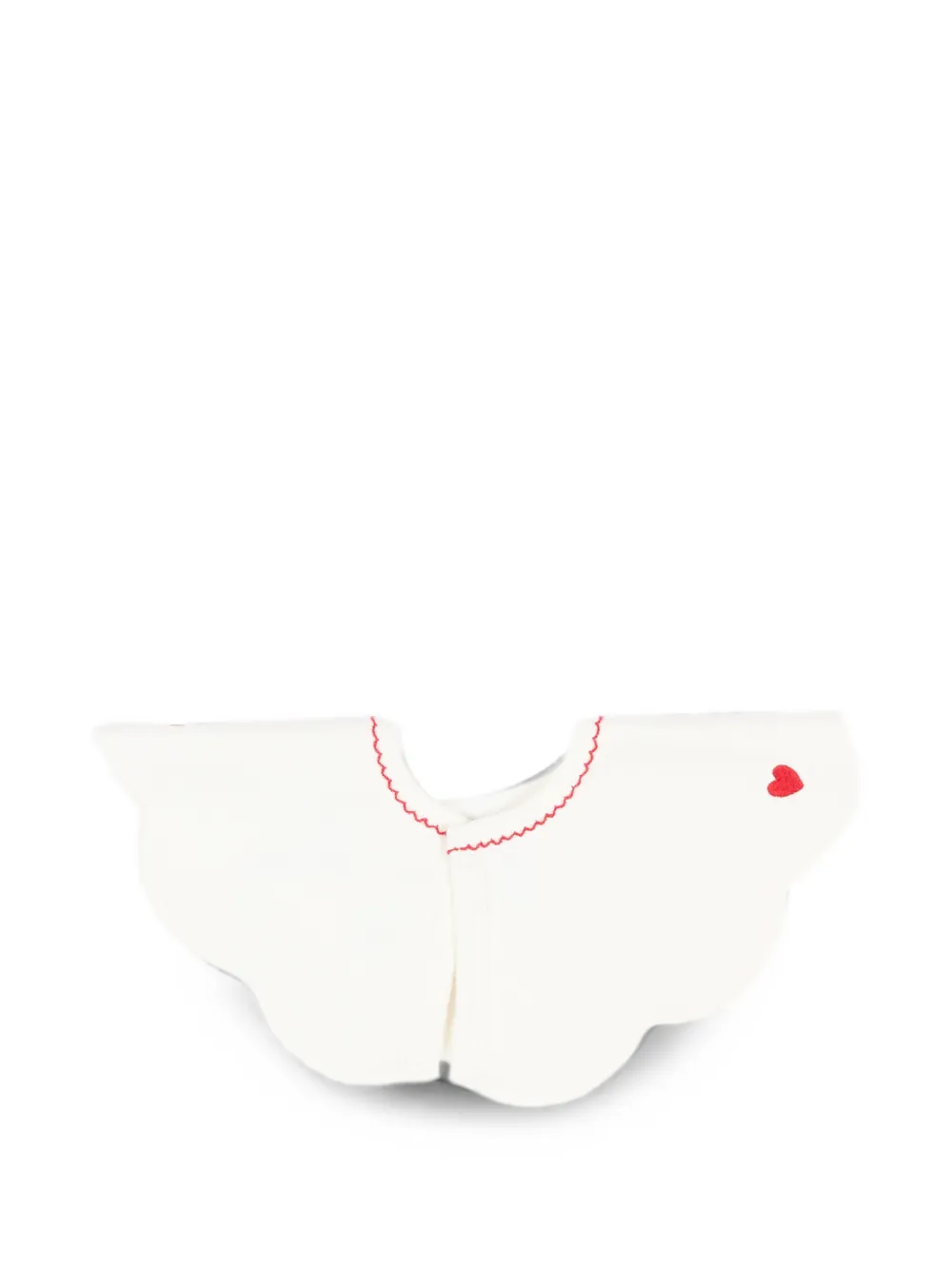 Petit Bateau Slabbetje met gewelfde afwerking en geborduurd hart Wit