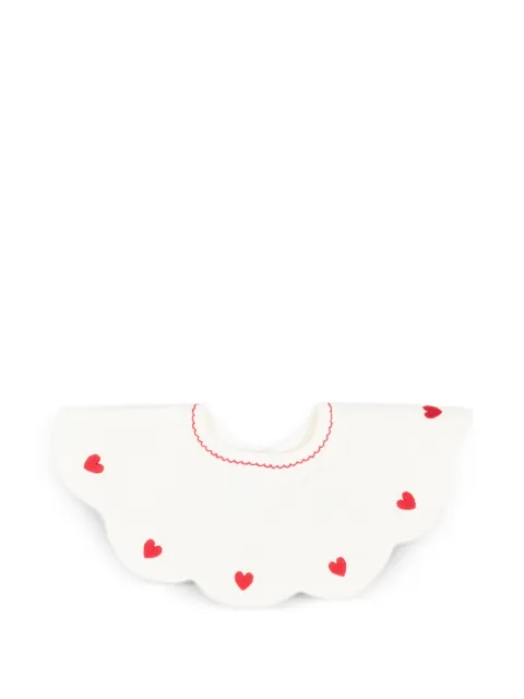 Petit Bateau heart-embroidered scalloped-edge bib