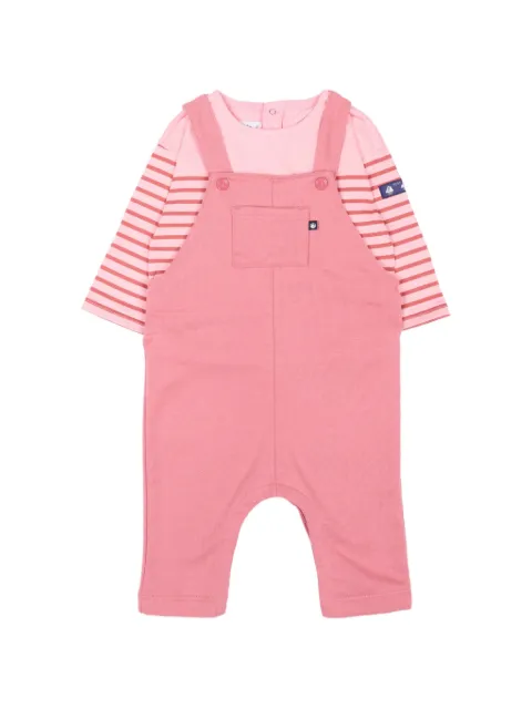 Petit Bateau striped-sleeve button-fastening dungarees
