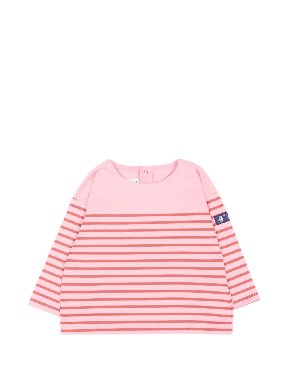 Petit Bateau Tuinbroek met gestreepte mouwen en knoopsluiting Roze