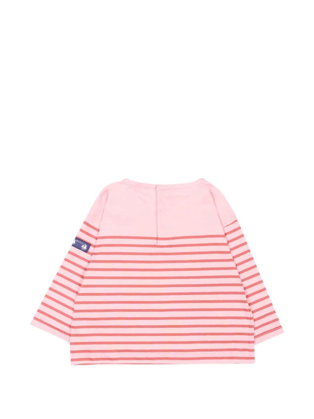 Petit Bateau Tuinbroek met gestreepte mouwen en knoopsluiting Roze