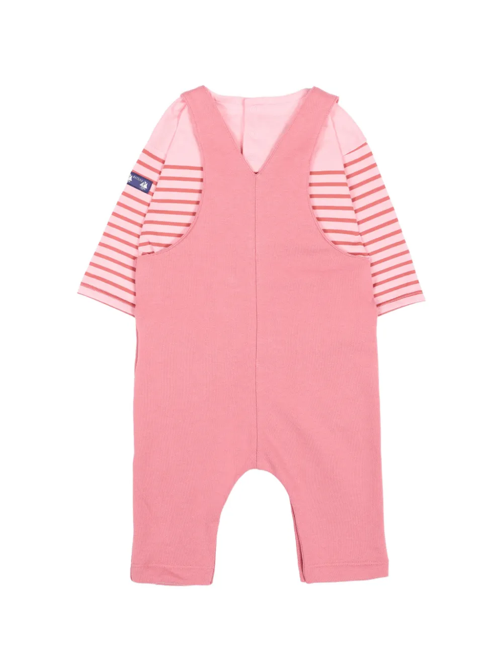 Petit Bateau Tuinbroek met gestreepte mouwen en knoopsluiting Roze