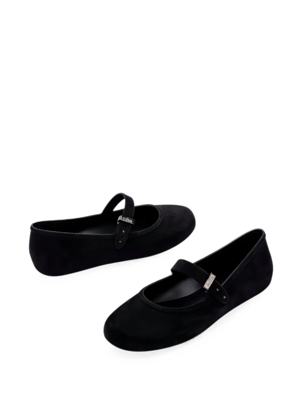 Melissa Soft ballerina's met fluwelen effect en gespsluiting Zwart