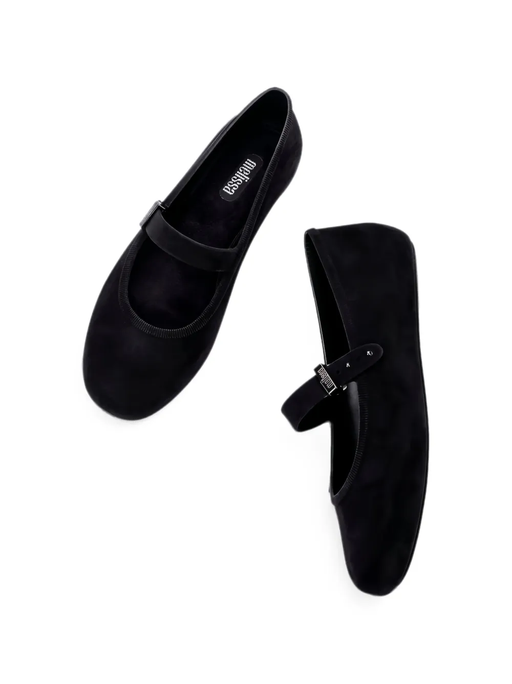 Melissa Soft ballerina's met fluwelen effect en gespsluiting Zwart