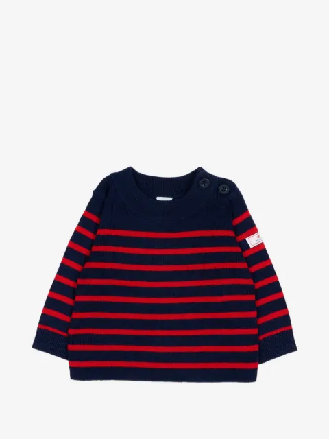 Petit Bateau suéter con motivo de rayas y detalle de botones
