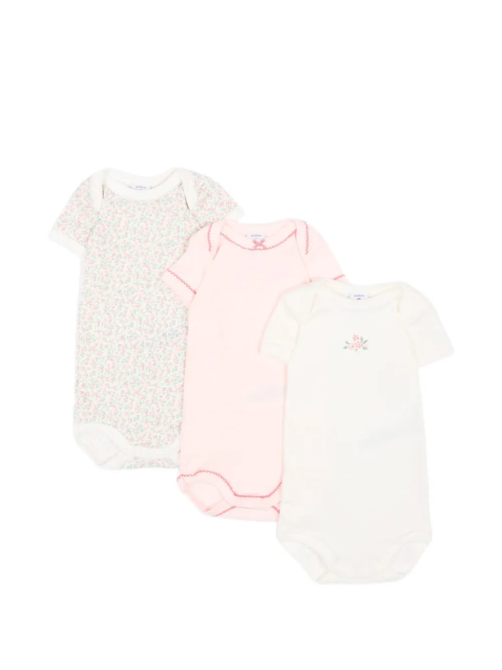 Petit Bateau floral-print bow-detail bodies set (set of three) - Toni neutri