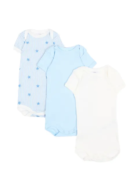 Petit Bateau striped star-print bodies set (set of three)