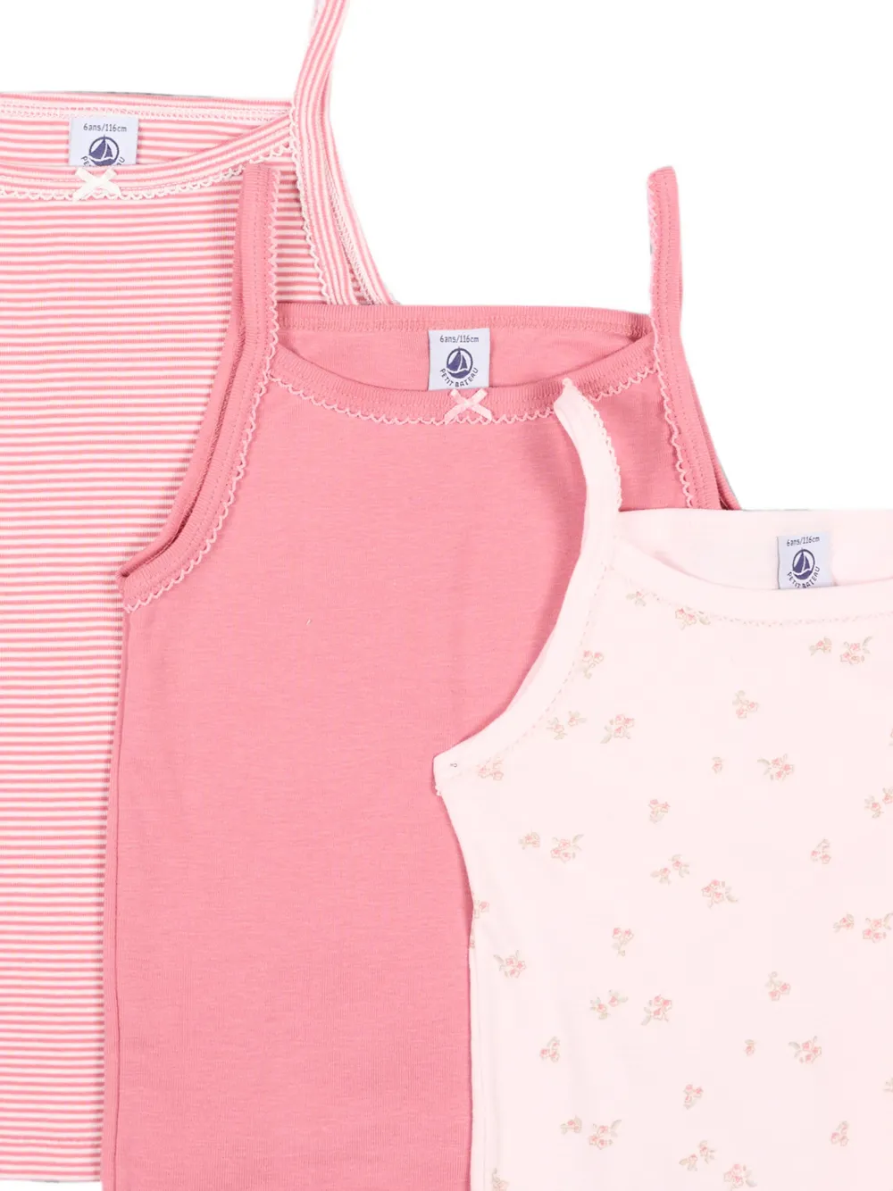 Petit Bateau Driedelige set met strik-detail en bloemen-print Roze