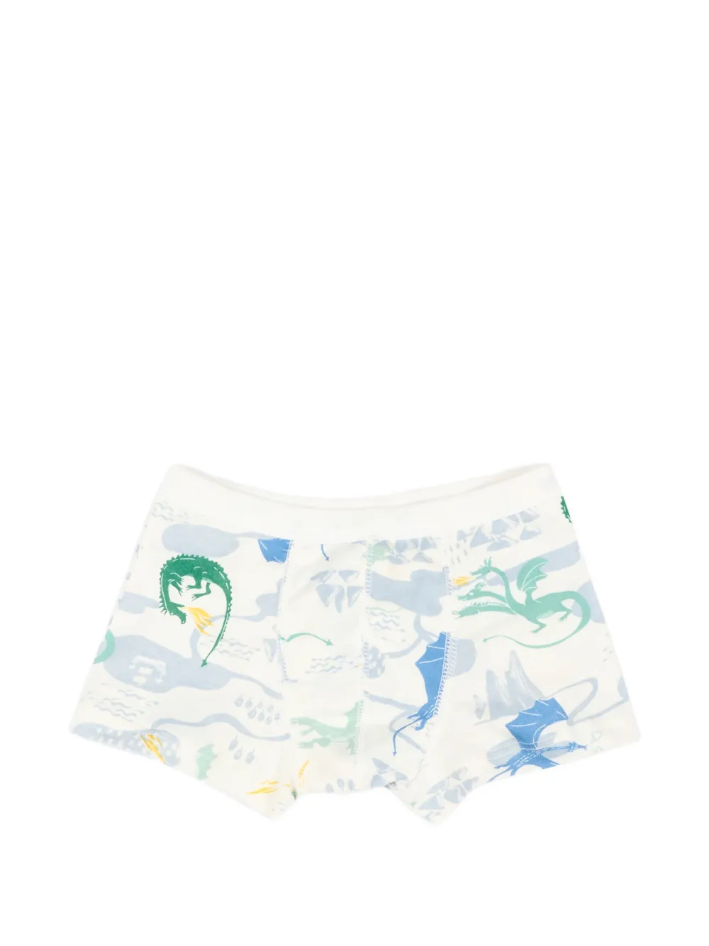 Petit Bateau Drie gestreepte boxershorts met draken-print Wit