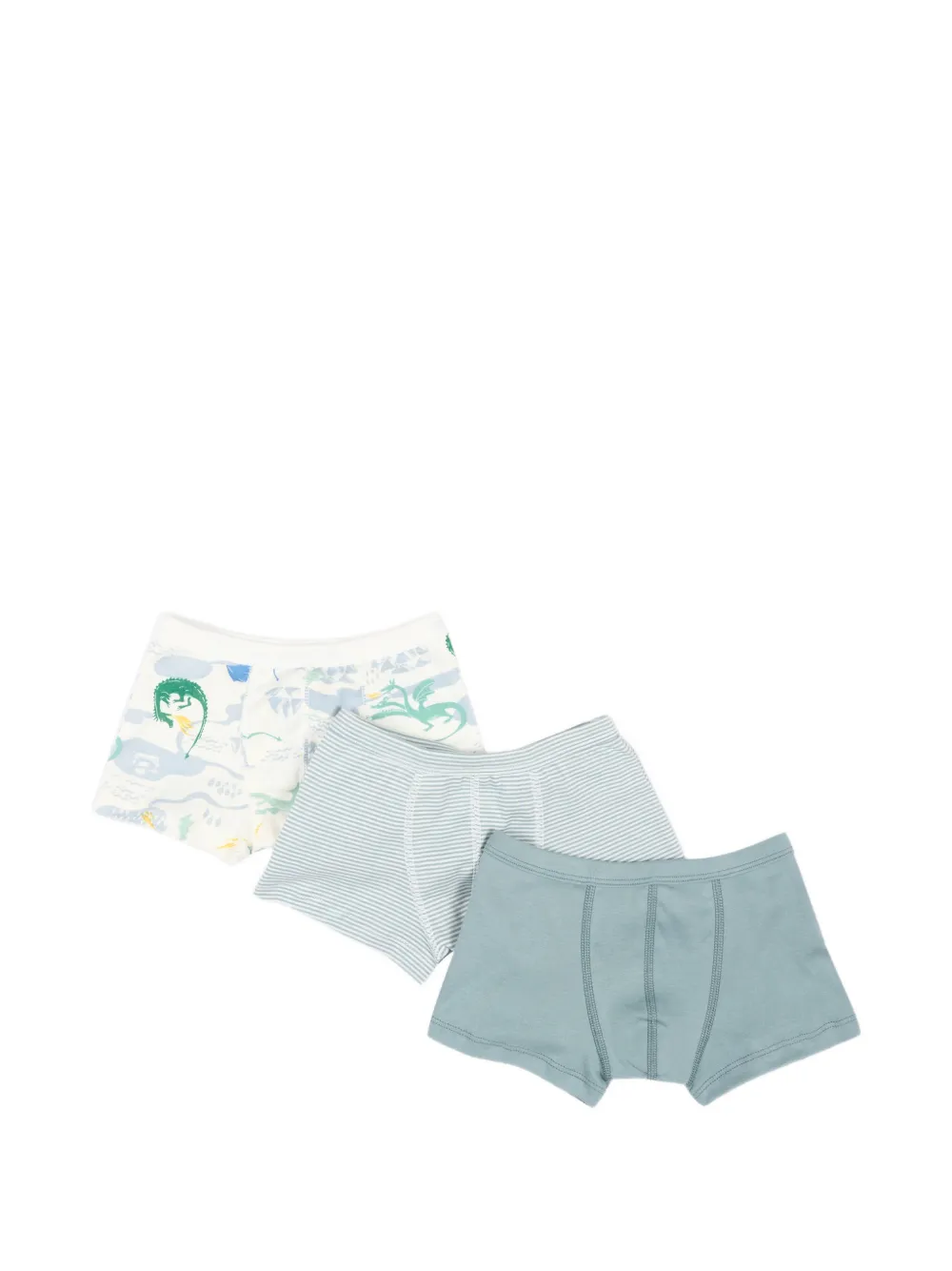 Petit Bateau dragon-print striped boxers set (set of three) - Bianco