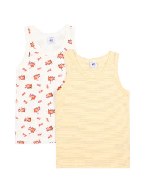 Petit Bateau graphic-print striped vest set (set of two)