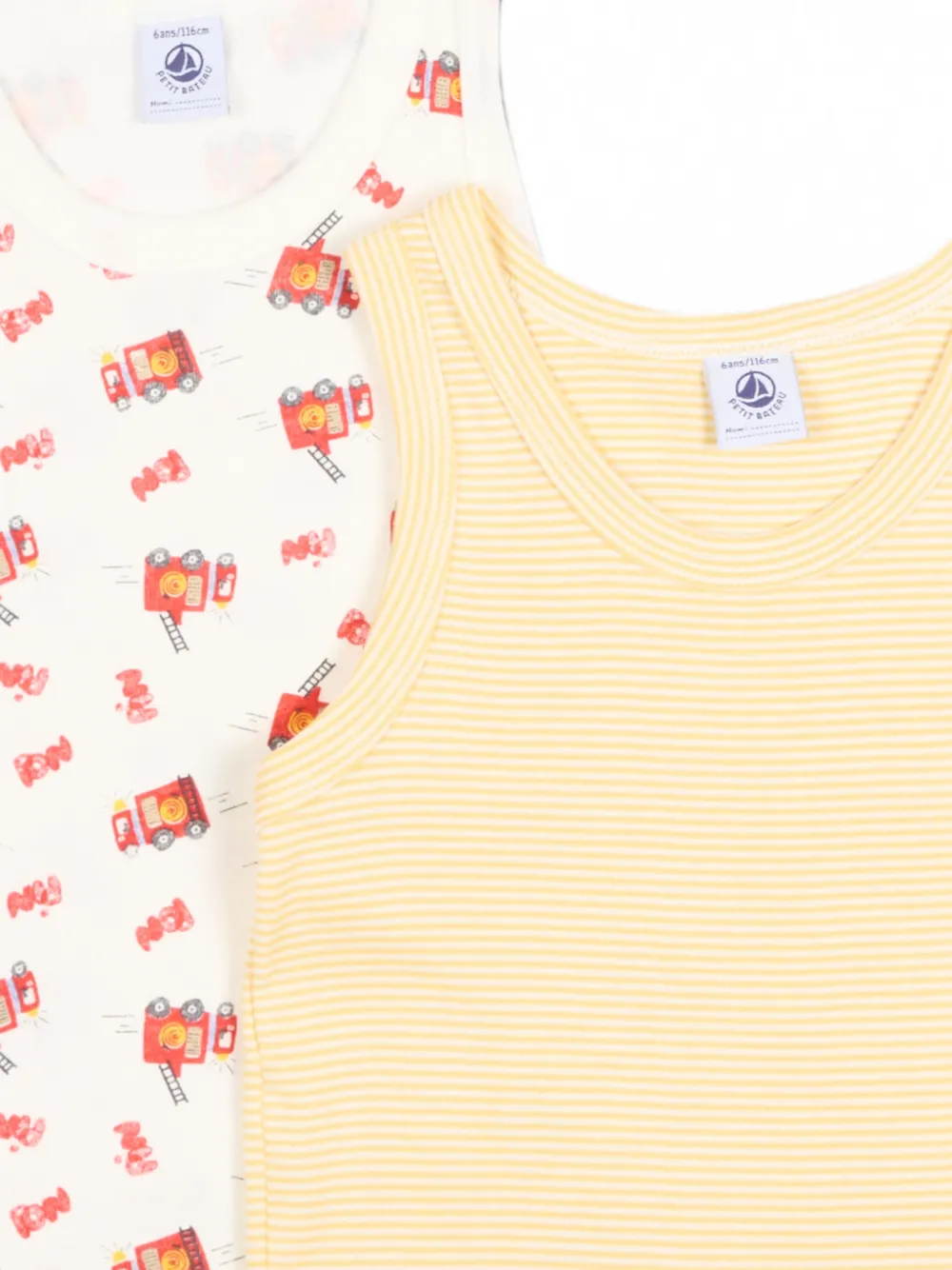 Petit Bateau Gestreepte top met grafische print (set van twee) Geel