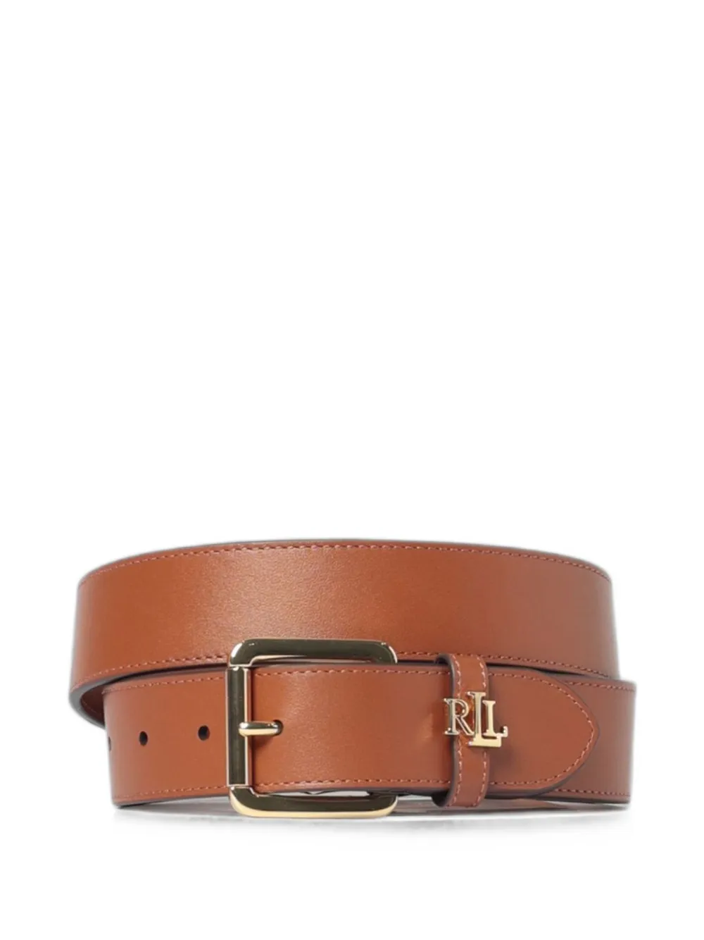 Lauren Ralph Lauren logo-plaque leather belt - Marrone