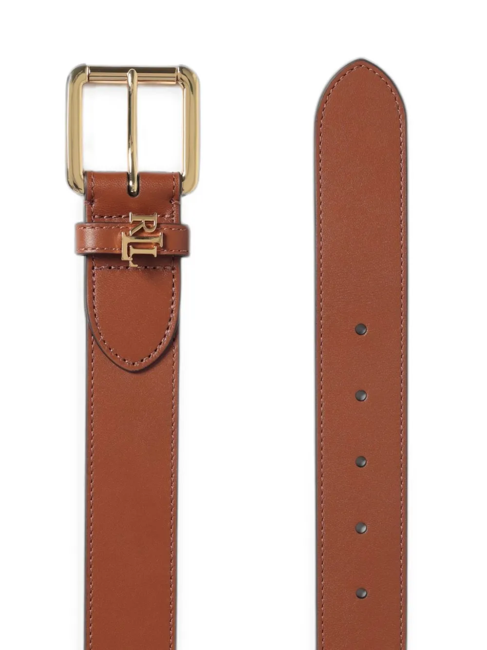 Lauren Ralph Lauren Leren riem met logoplakkaat Bruin