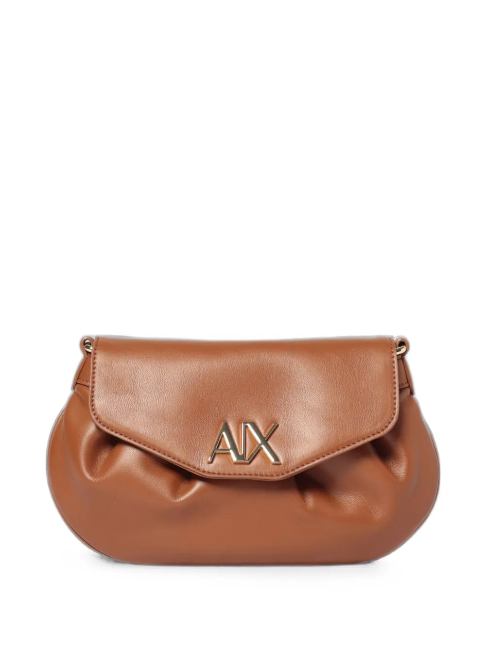 Armani Exchange logo-plaque ruched shoulder bag - Marrone