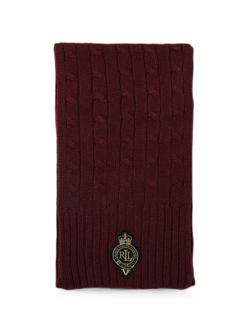 Lauren Ralph Lauren cable-knit logo-patch scarf - Rosso