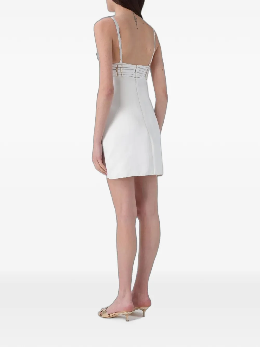 Elisabetta Franchi Duchesse mini-jurk met bandjes Wit