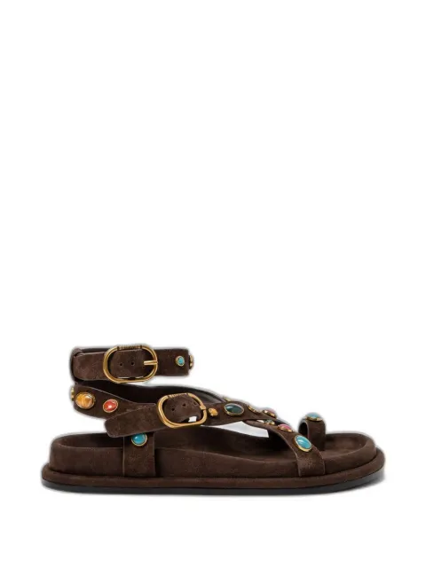 TWINSET cabochon-embellished suede sandals