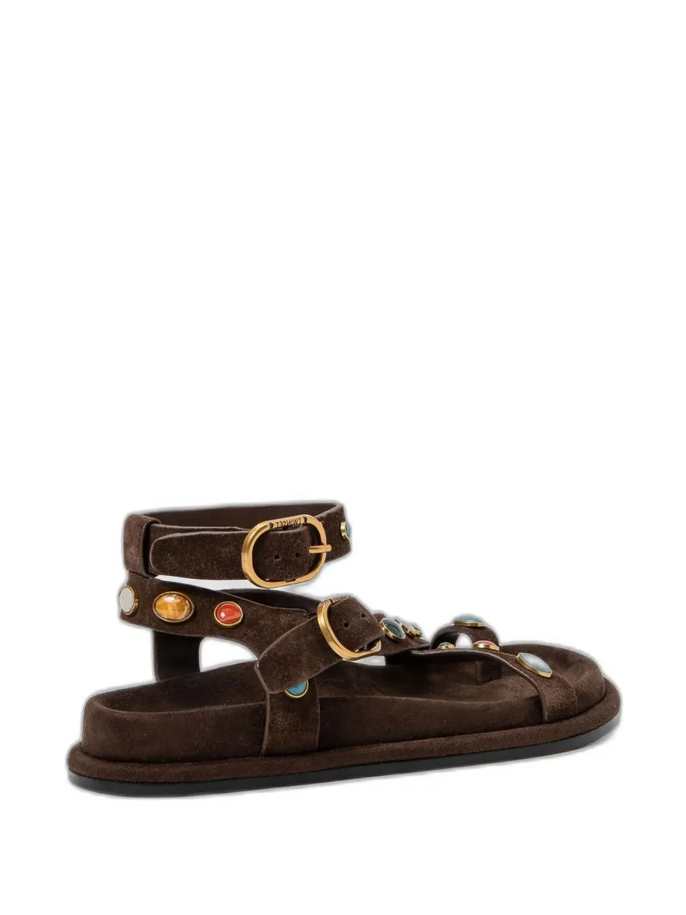 TWINSET cabochon-embellished suede sandals Bruin