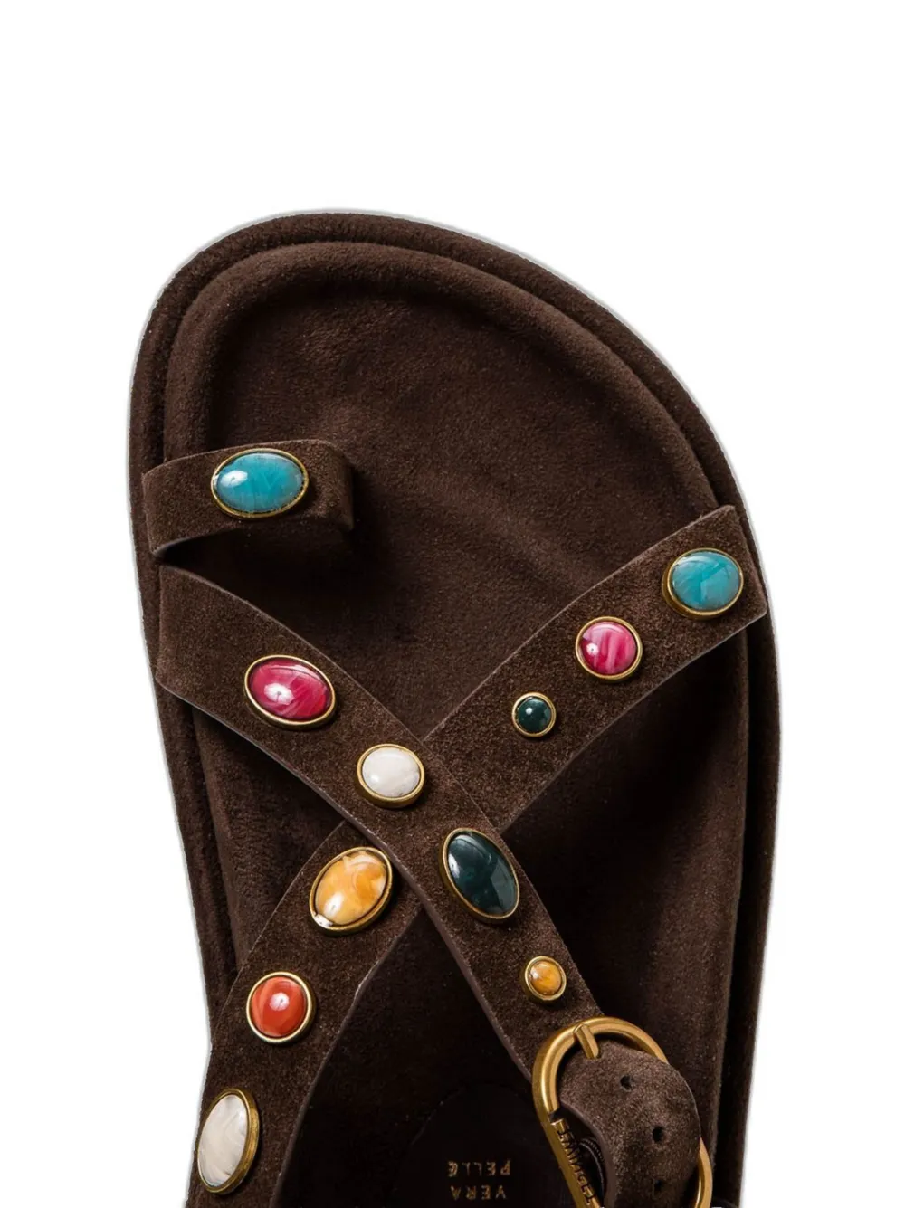 TWINSET cabochon-embellished suede sandals Bruin