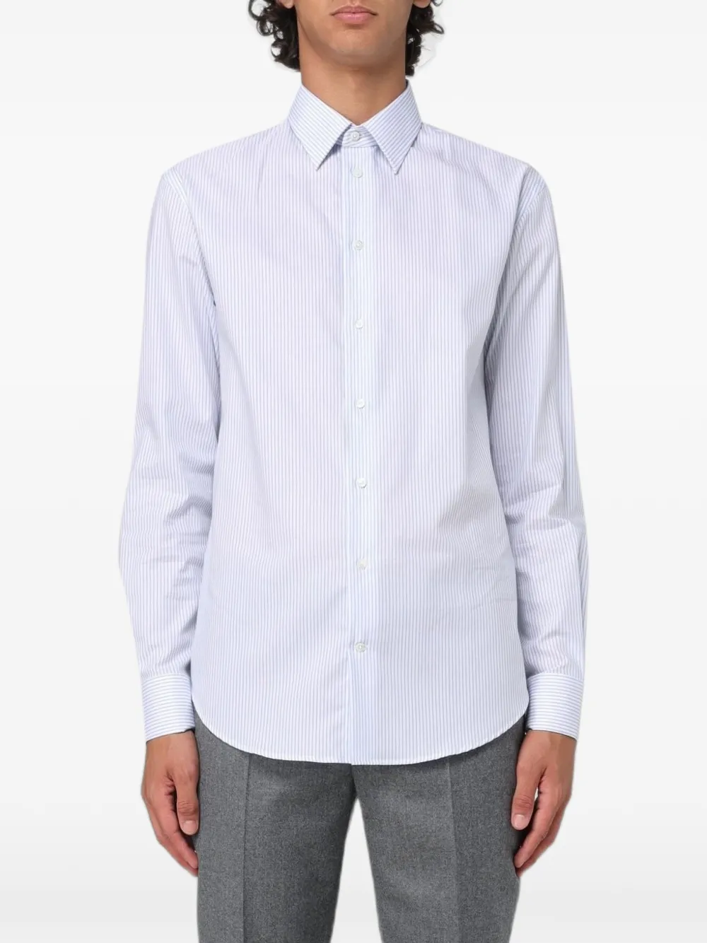 Emporio Armani striped cotton shirt - Blu