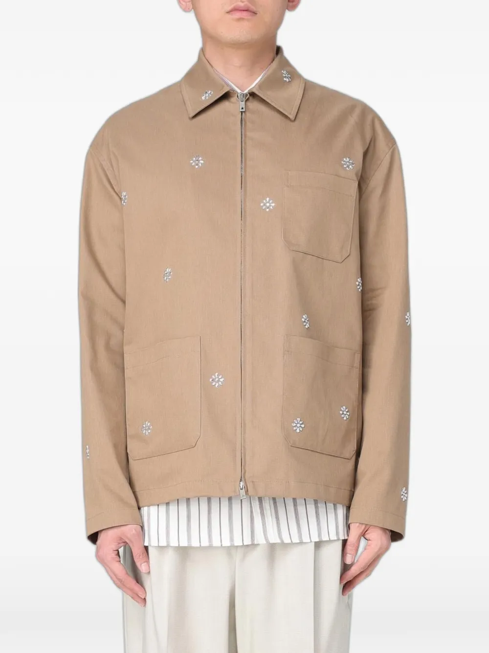 Golden Goose stud-embellished shirt jacket - Brown