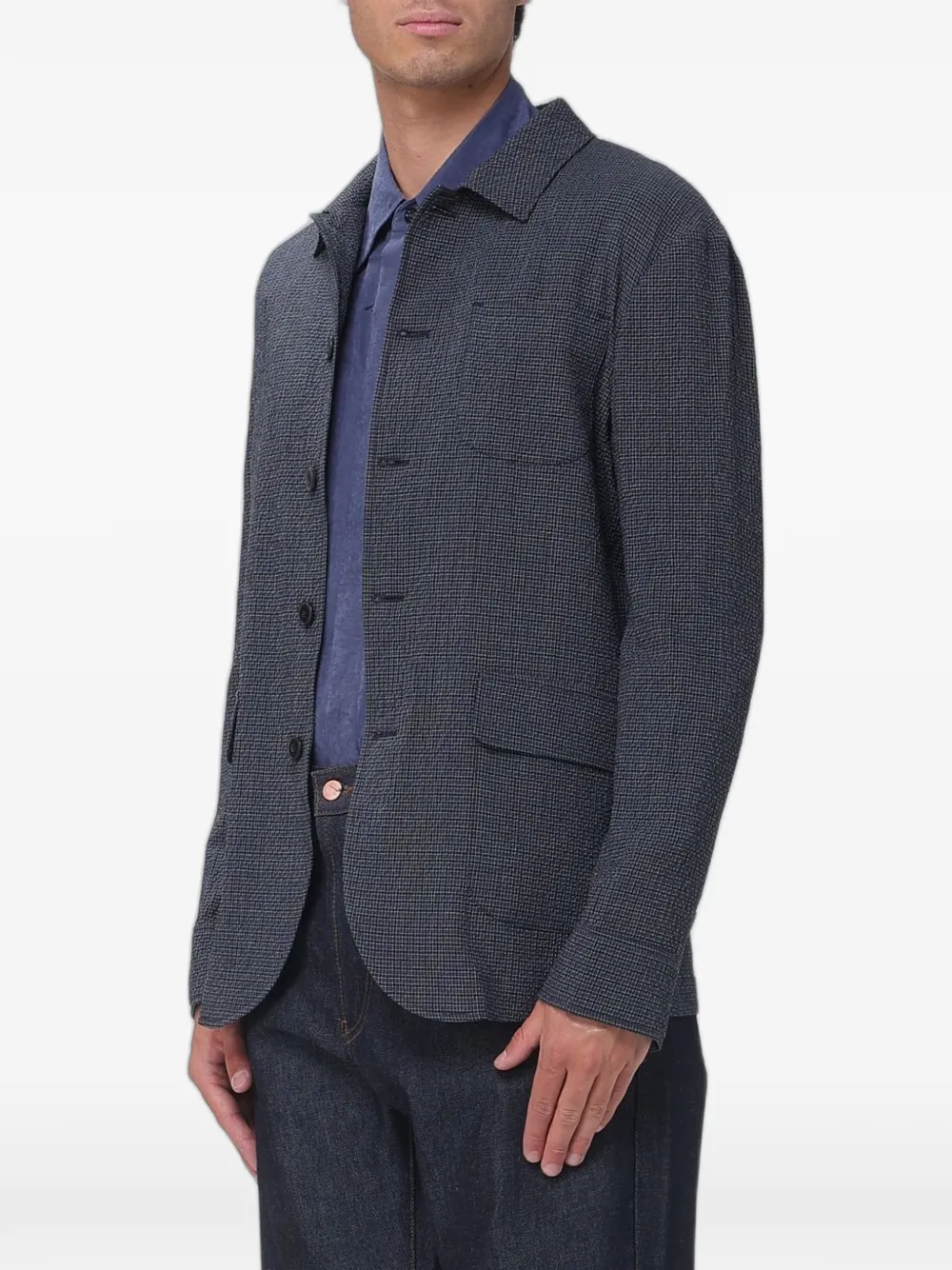 Emporio Armani Geruite blazer met enkele rij knopen Grijs