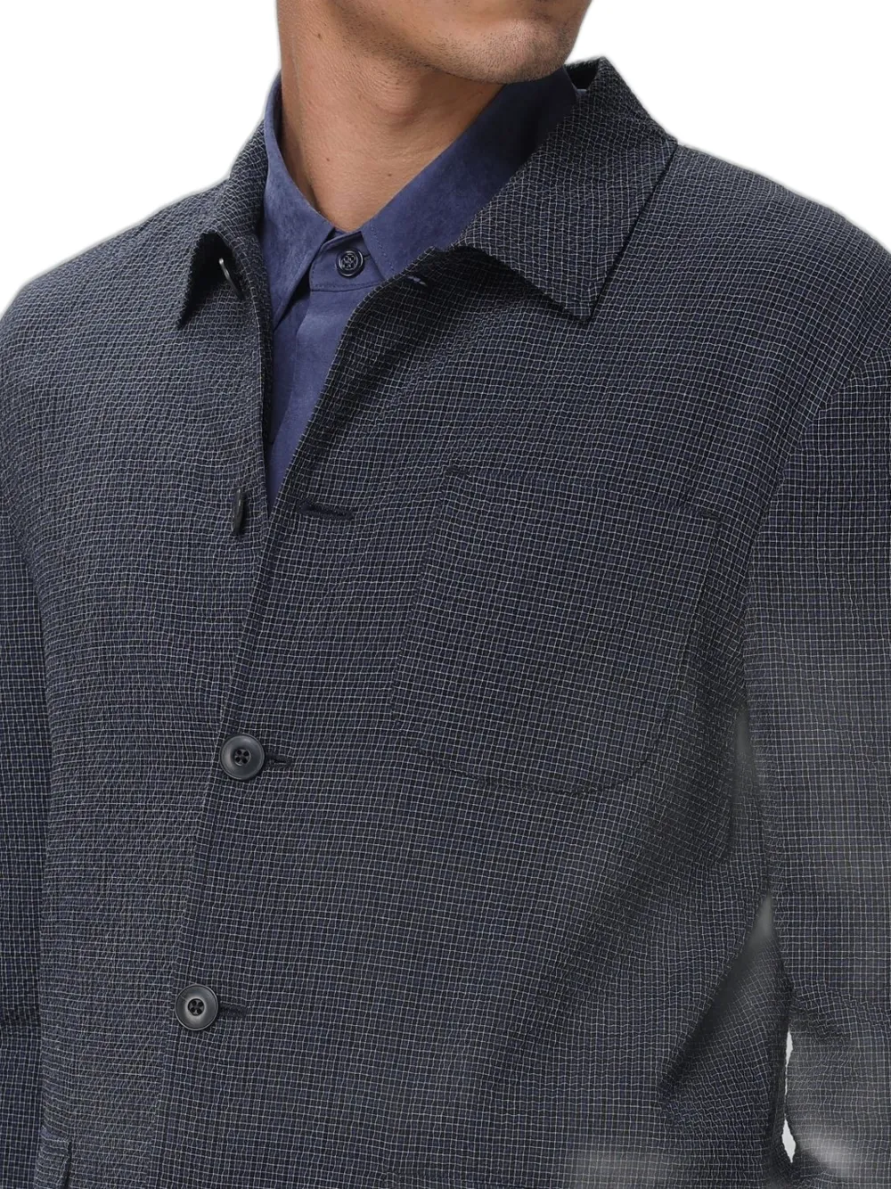 Emporio Armani Geruite blazer met enkele rij knopen Grijs