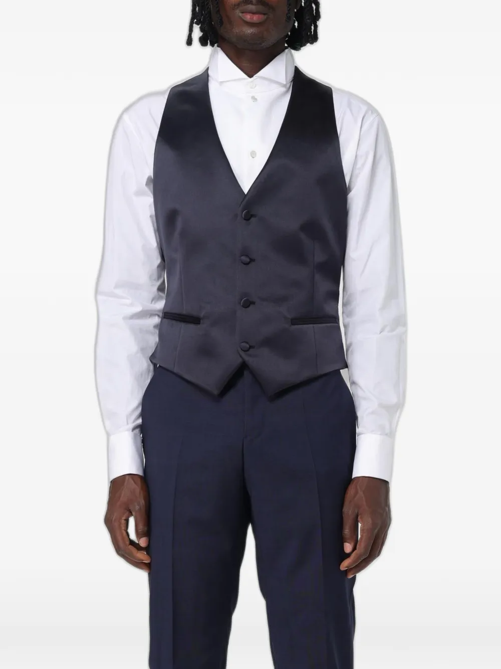 Emporio Armani single-breasted satin waistcoat - Black