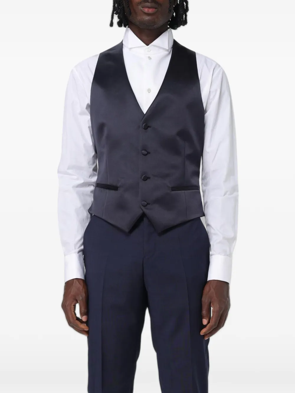 Emporio Armani single-breasted satin waistcoat - Schwarz