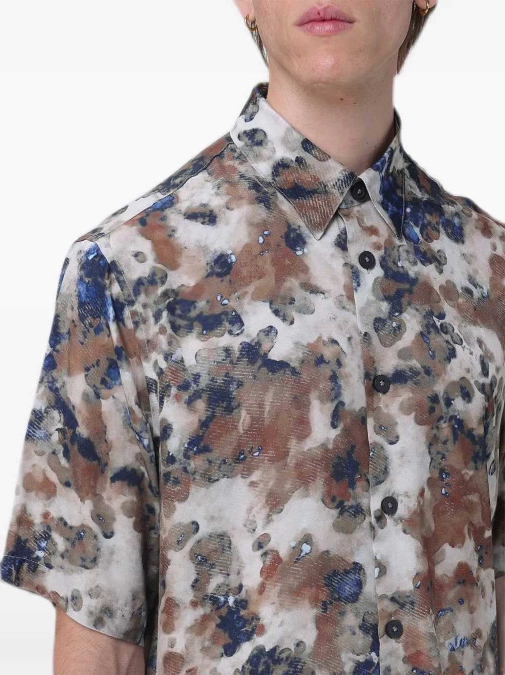 Armani Exchange Overhemd met abstracte print Beige