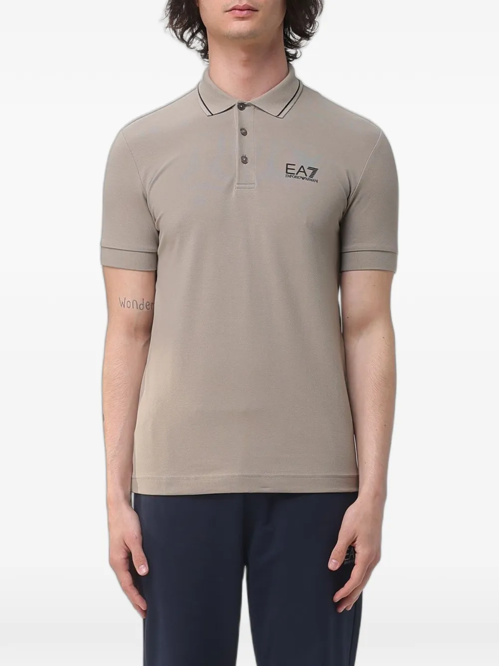 Ea7 Emporio Armani logo-print short-sleeve polo shirt - Nude