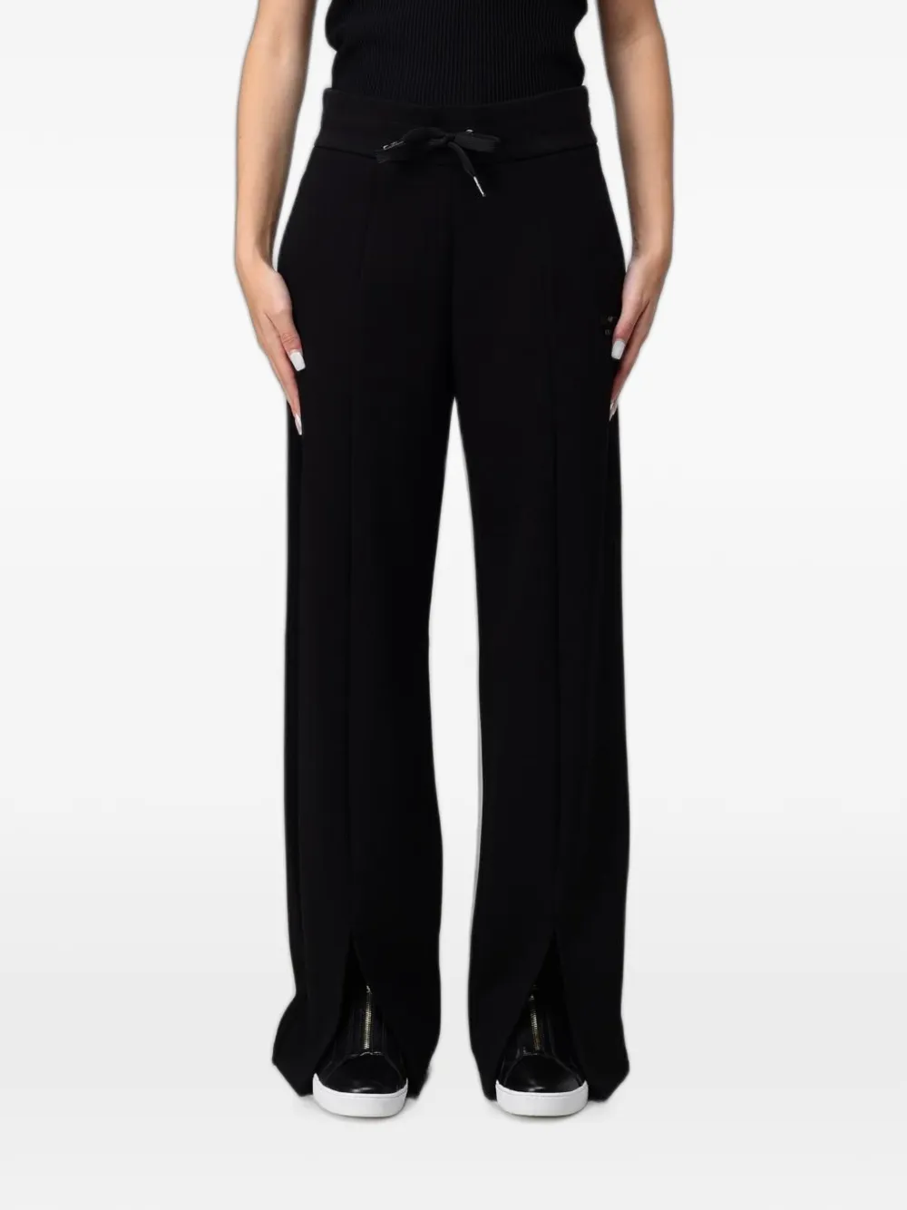 Emporio Armani drawstring-waist wide-leg trousers - Schwarz