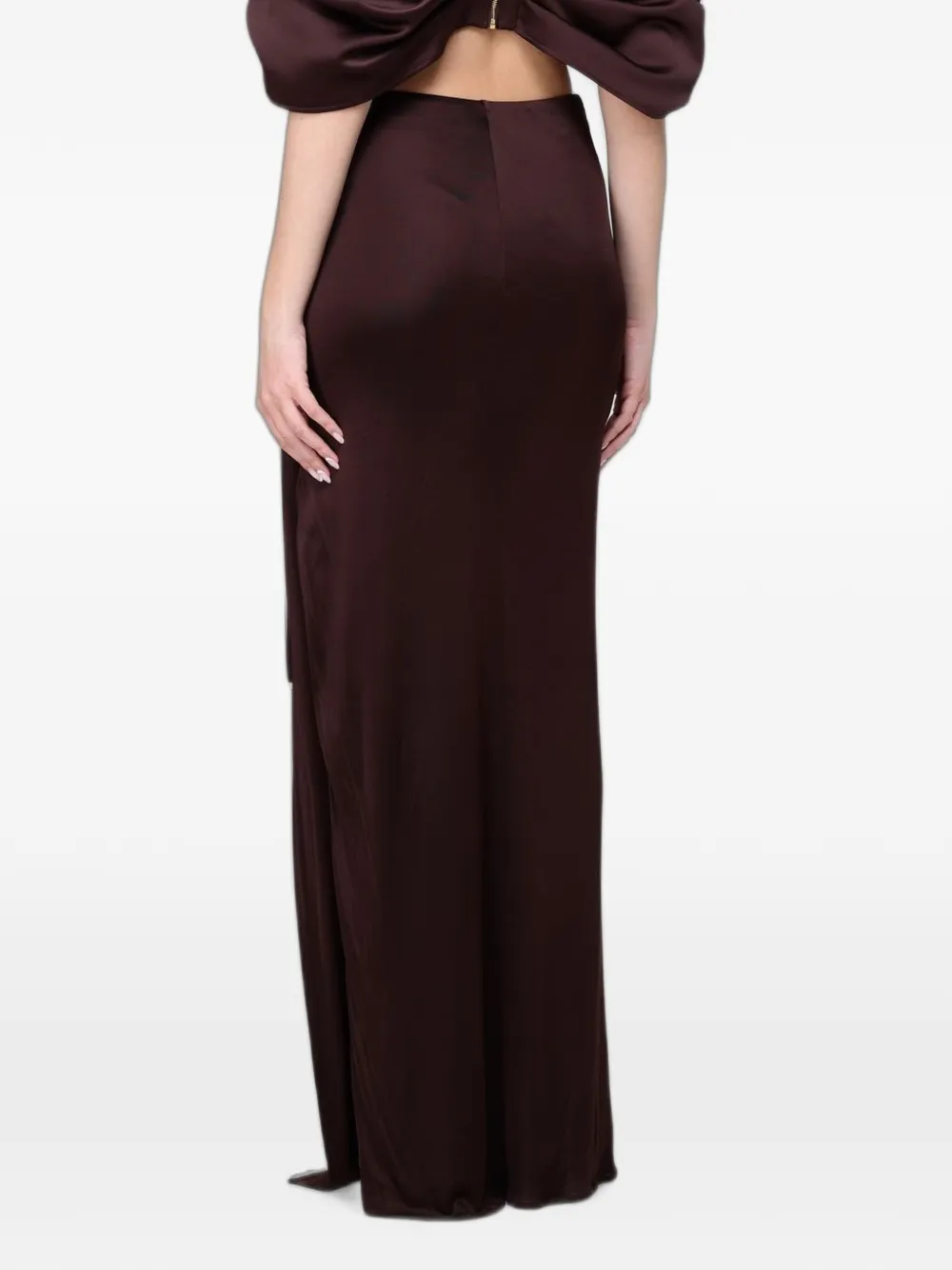 Elisabetta Franchi Gedrapeerde maxi-rok met geknoopt detail Bruin