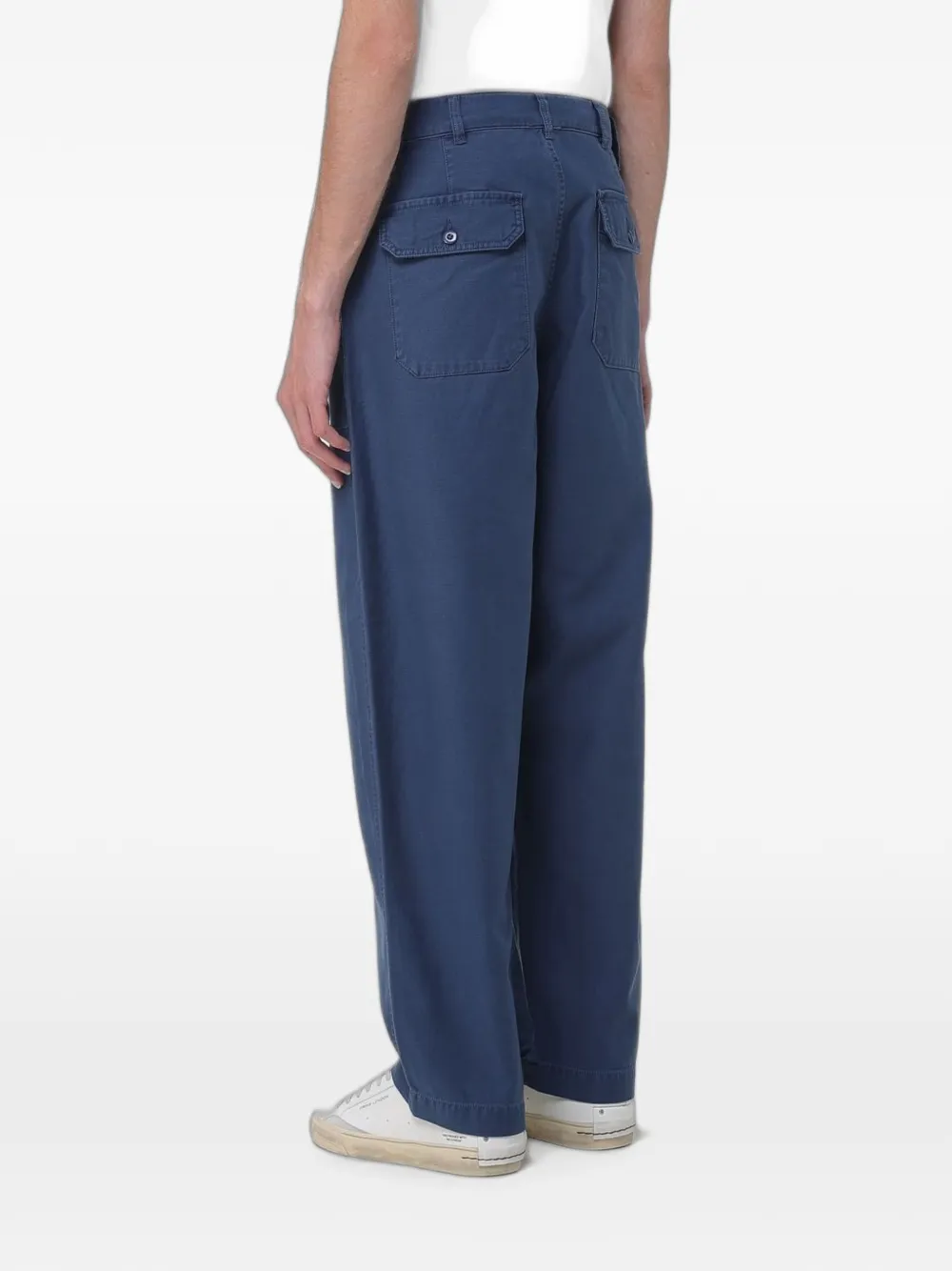 Blauer Katoenen broek met wijde pijpen Blauw