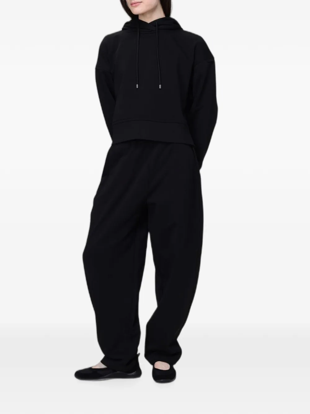 Max Mara drawstring-hood cropped hoodie - Nero
