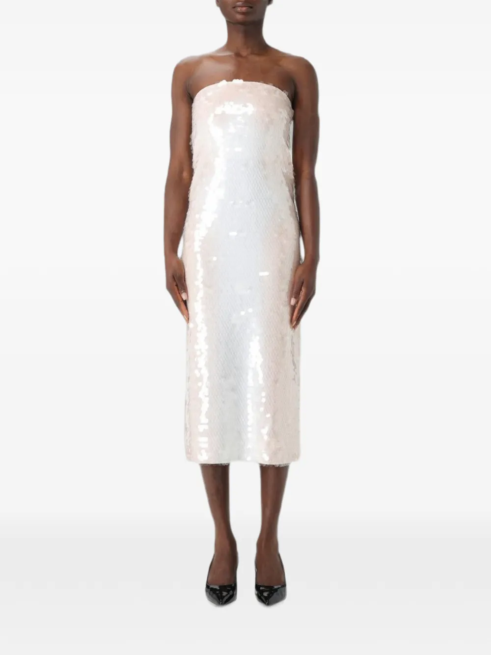 Max Mara sequin-embellished strapless midi dress - Bianco