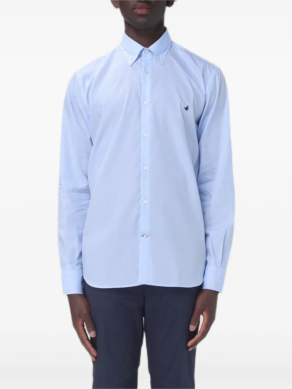 BROOKSFIELD embroidered-logo poplin shirt - Blau