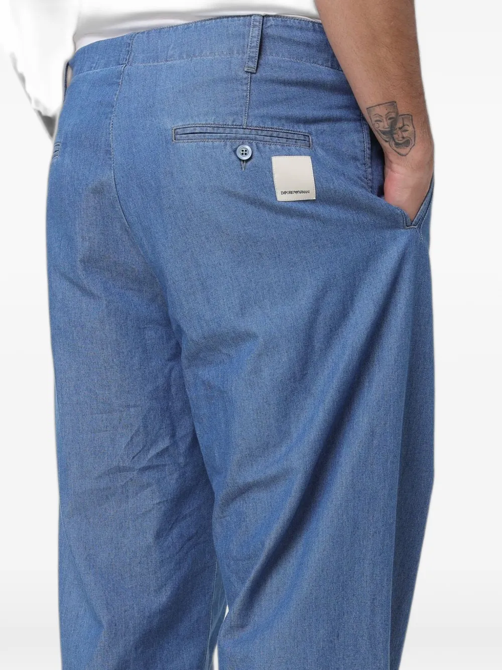 Emporio Armani Straight broek met logopatch Blauw