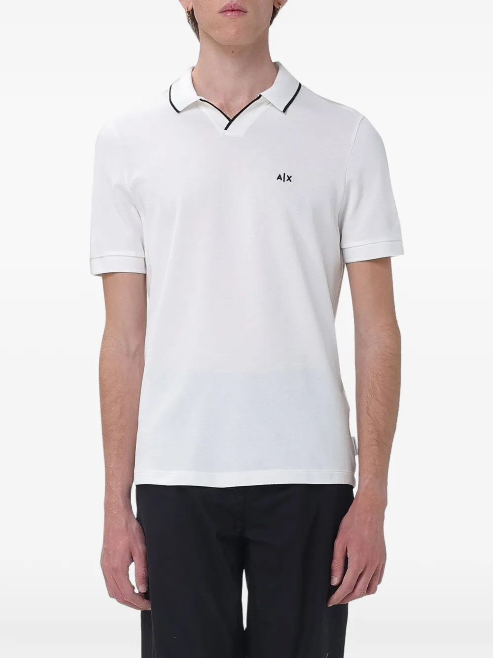 Emporio Armani logo-embroidered piqué shirt - Bianco