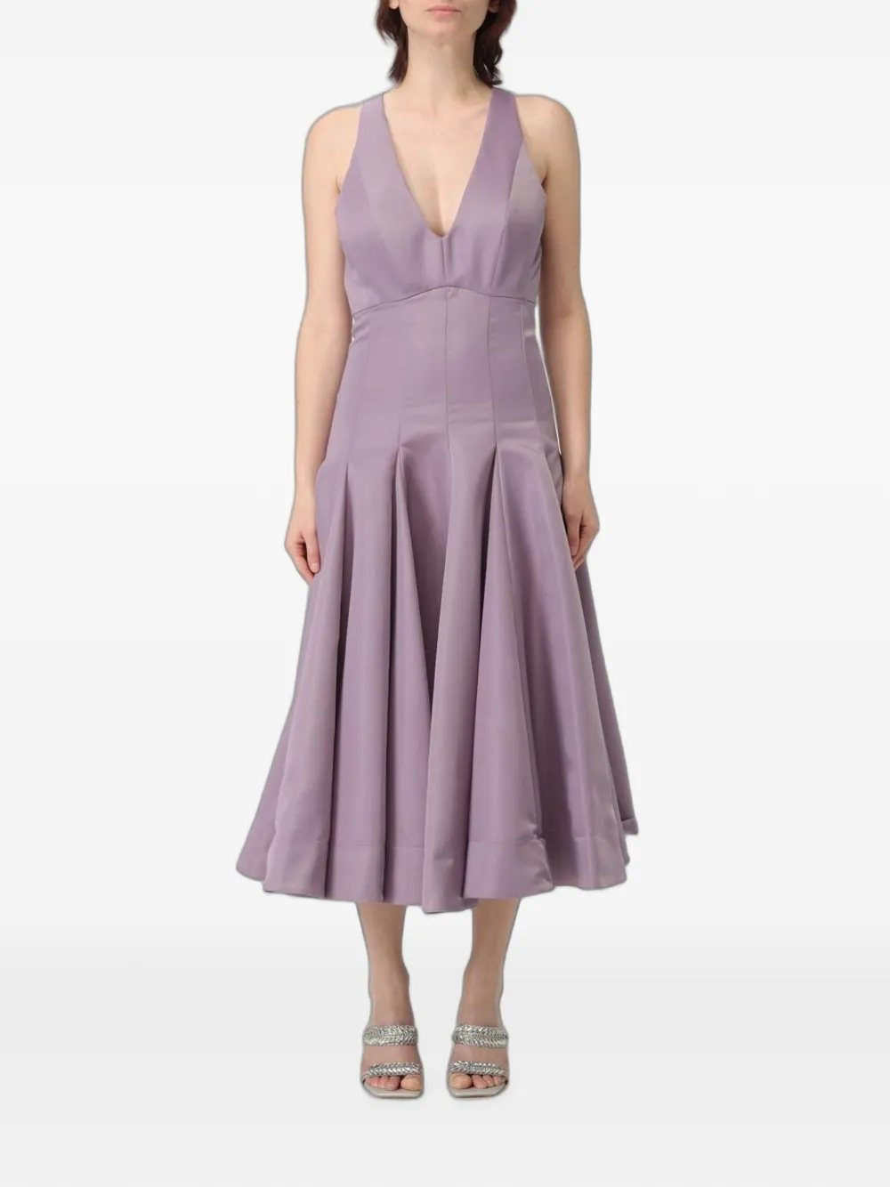 PINKO pleated V-neck midi dress - Viola