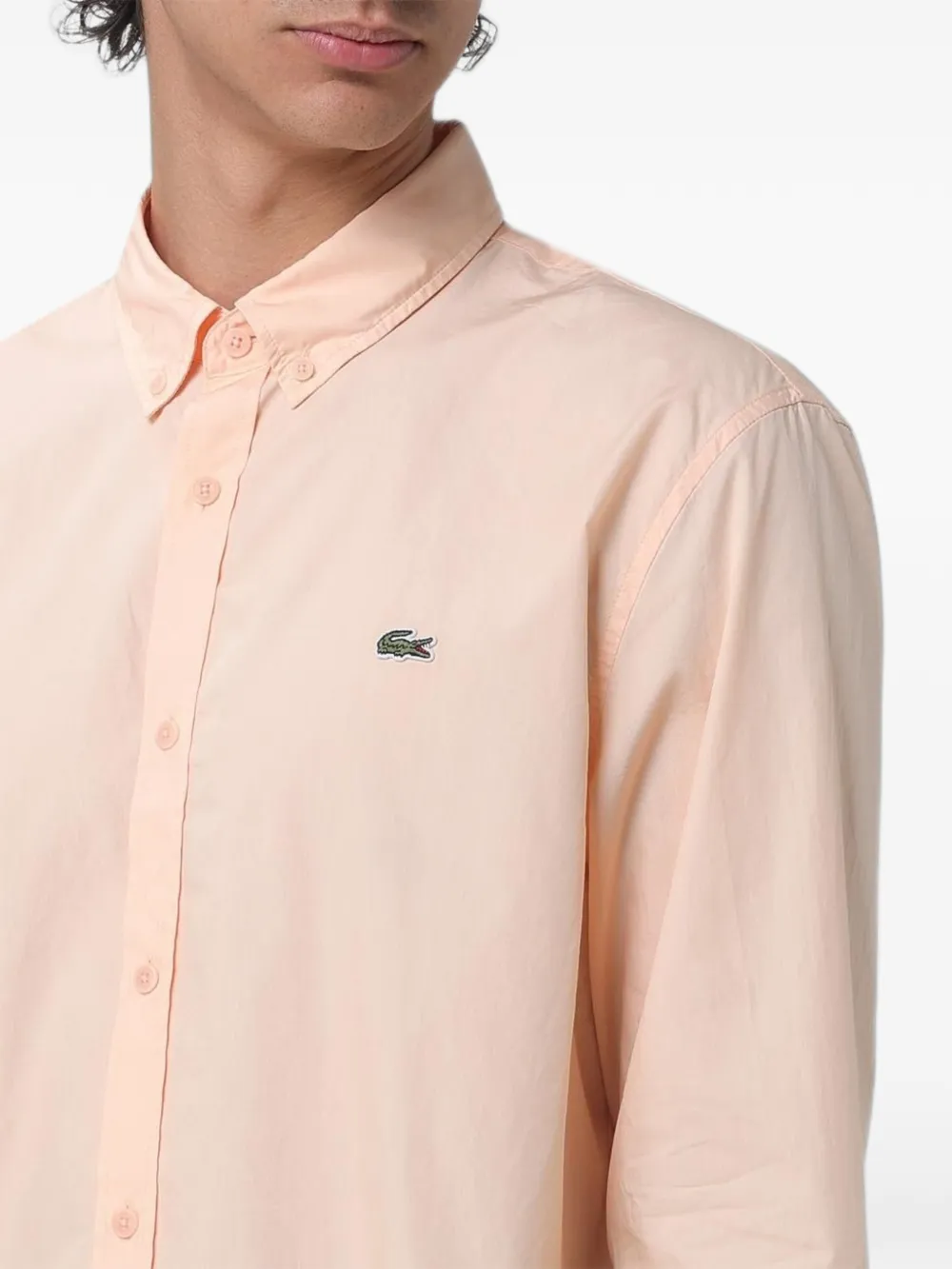 Lacoste Popeline overhemd met logopatch Roze