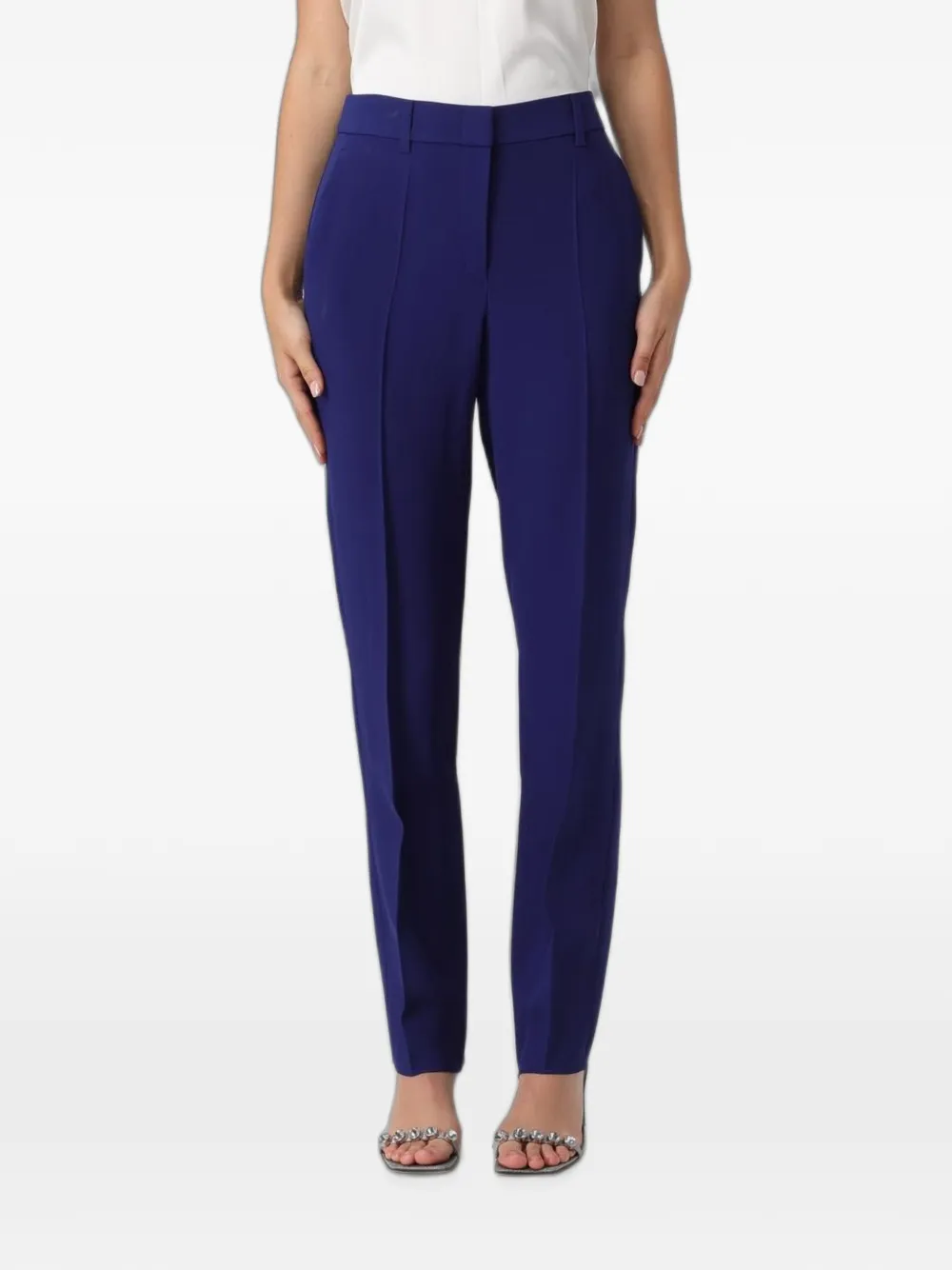 Emporio Armani cady crepe pressed-crease trousers - Blu