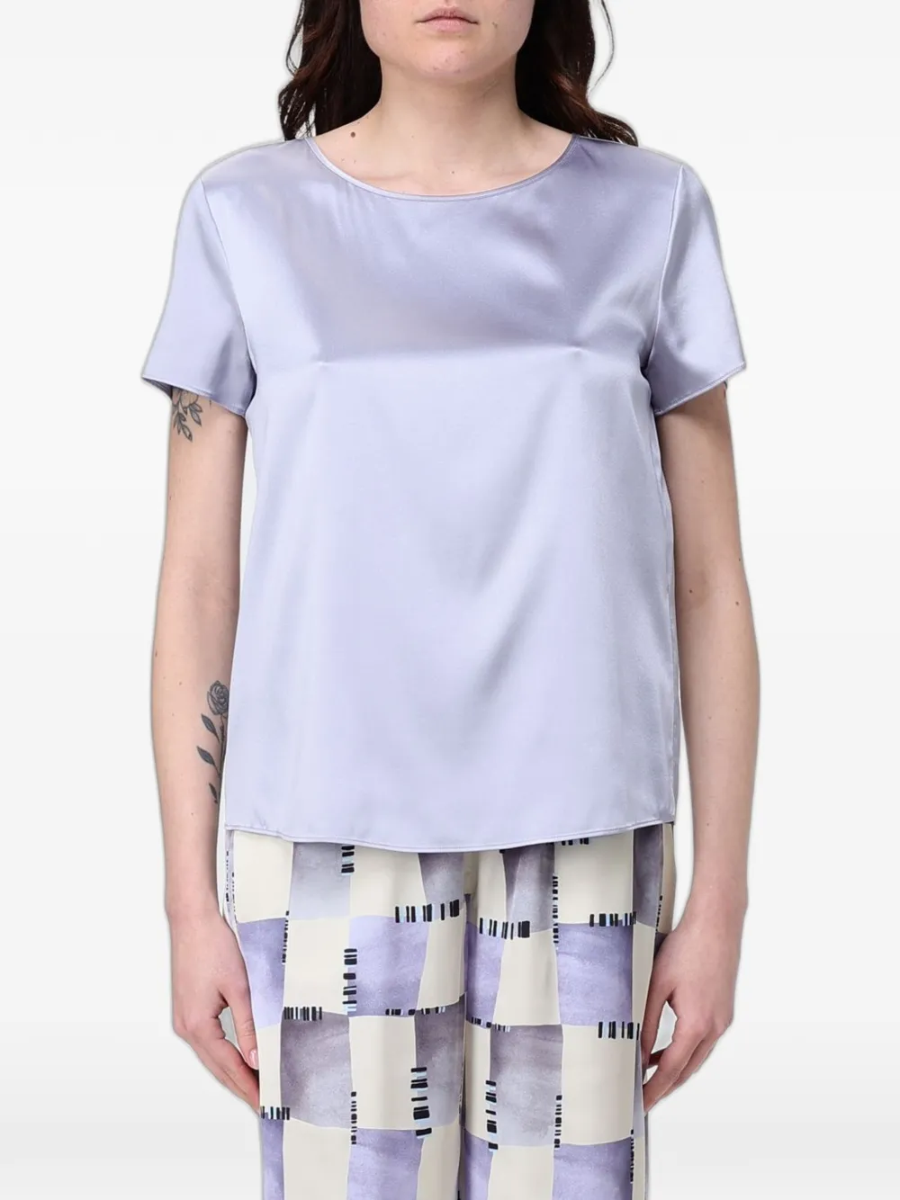 Emporio Armani satin-finish short-sleeve top - Purple