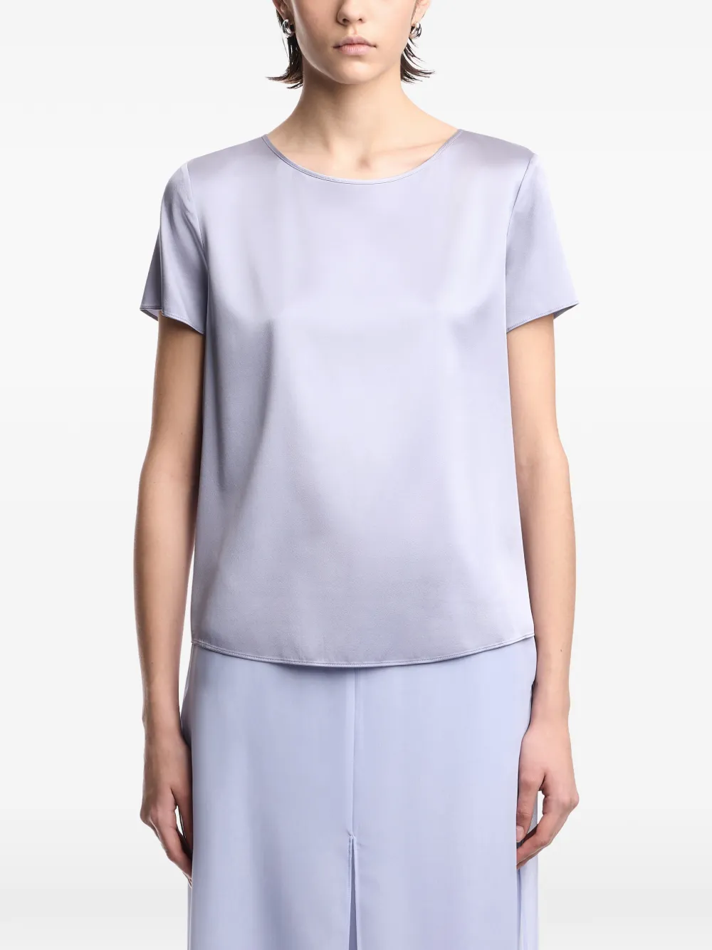 Emporio Armani Top met korte mouwen en satijnen afwerking Paars