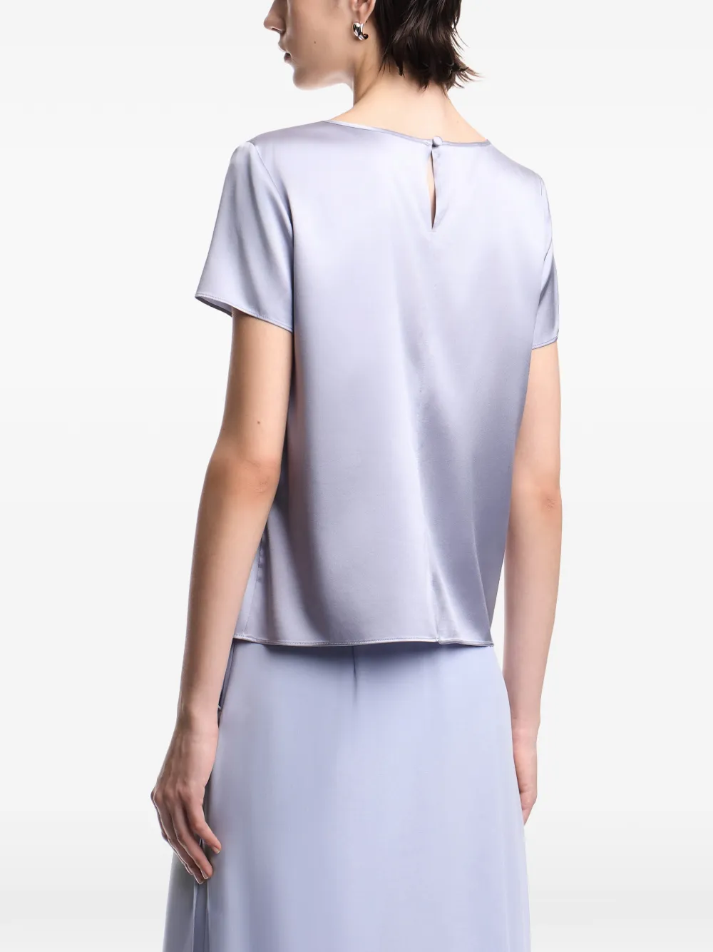 Emporio Armani Top met korte mouwen en satijnen afwerking Paars