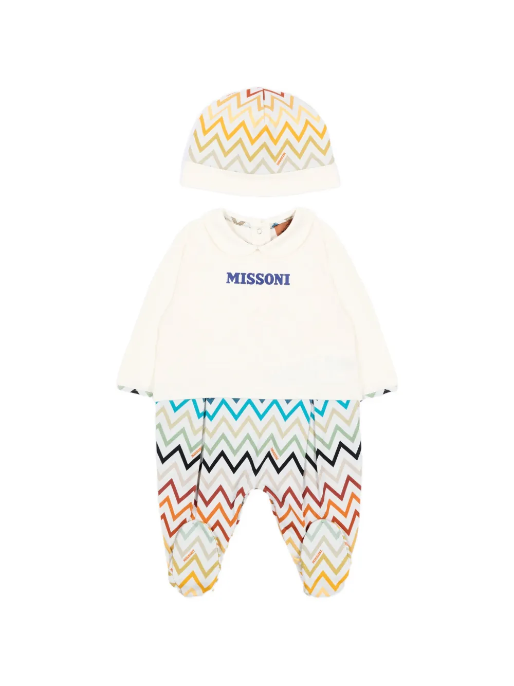 Missoni Babies' Zigzag-print Pajamas Set In Neutral